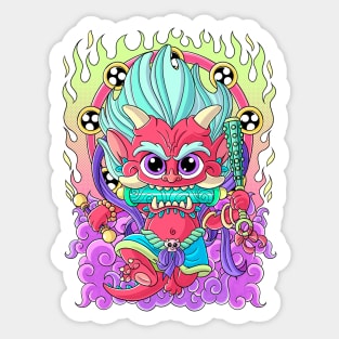 Cute Kawaii Oni Japanese demon Harajuku Pastel Goth Art Sticker